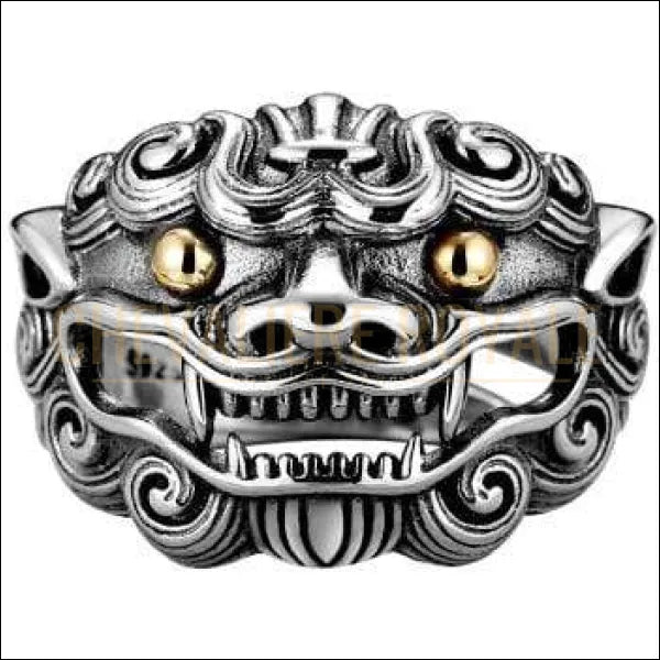Chevalière homme femme en argent tête de dragon géants - 