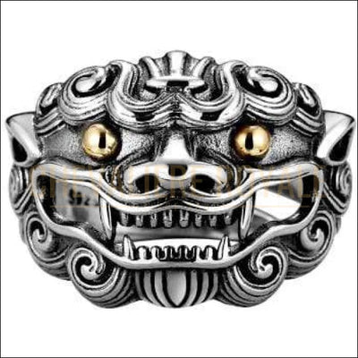 Chevalière homme femme en argent tête de dragon géants - 