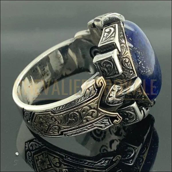 Chevalière homme  pierre de Lapis Lazuli Naturelle 14g