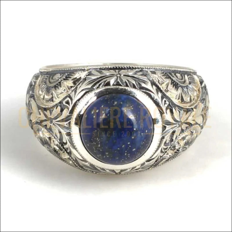 Chevalière homme lapis-lazuli - style sage en argent