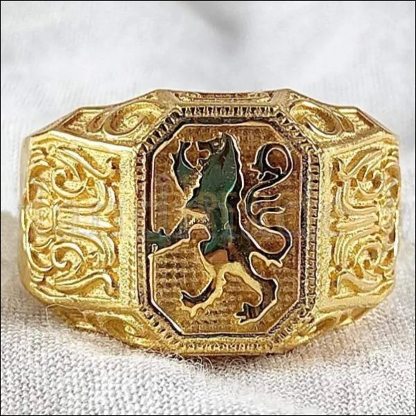 bague chevaliere lion plaquée or 18 carat