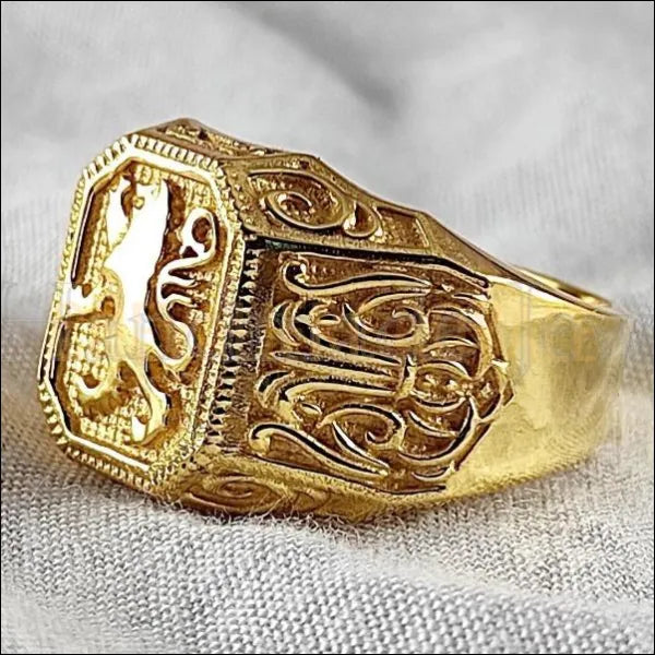 bague chevalier homme lion en or plaqué 18k