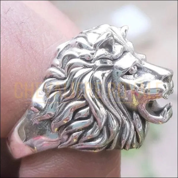 Chevaliere homme lion argent sale