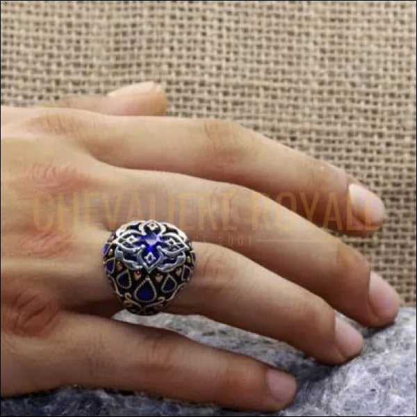 Chevalière pour homme argent  motif héraldique conception de croix romaine