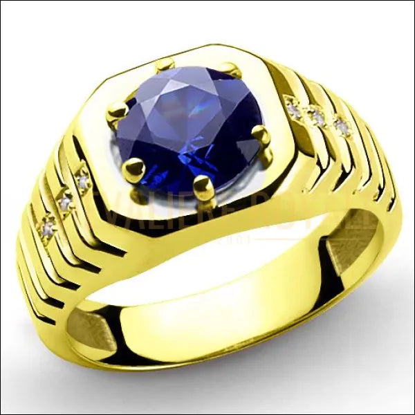 bague-chevaliere-homme-or-14-carats-saphir-bleu-diamants-blanc