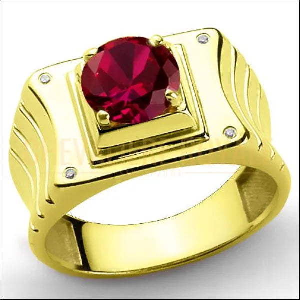 bague-chevaliere-or-14-carats-pierre-rubis-rouge