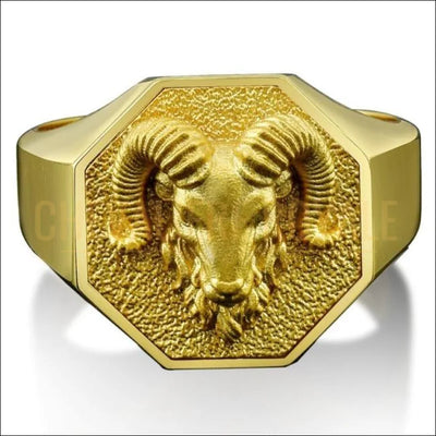 Chevalière homme or animal mythologique et mystique le bélier