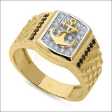 Chevalière Homme Or Jaune 14K – Ancre Marine