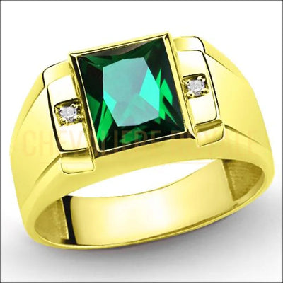 bague-chevaliere-homme-or-8-carats-emeraude-diamants