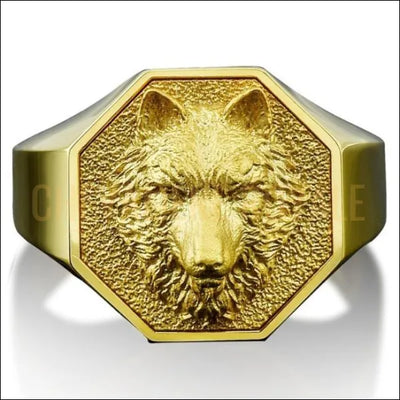 Chevalieres hommes en or tête de loup l'esprit de guerre et de liberté