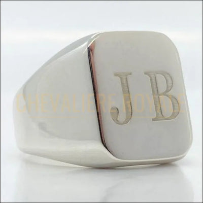 Bague Chevalière homme personnalisée avec lettre et  initiales en argent massif