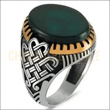 Chevalière homme pierre agate design maillon (rouge,bleu,vert)