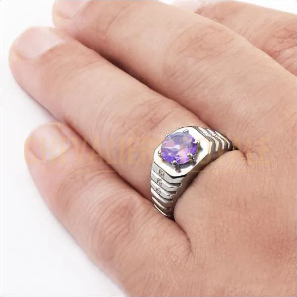 Chevaliere homme amethyste sale