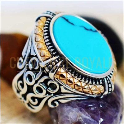 chevaliere-turquoise-homme-argent-bleu-vert-pas-cher