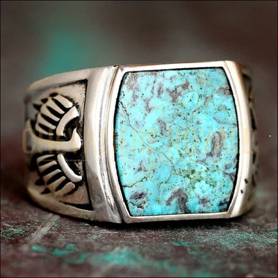 Chevalière homme pierre turquoise : Mystères de l'océan profond-Chevliere Royale-