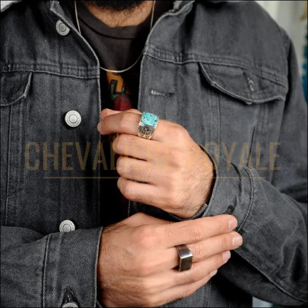 Chevalière homme pierre turquoise : Mystères de l'océan profond-Chevliere Royale-