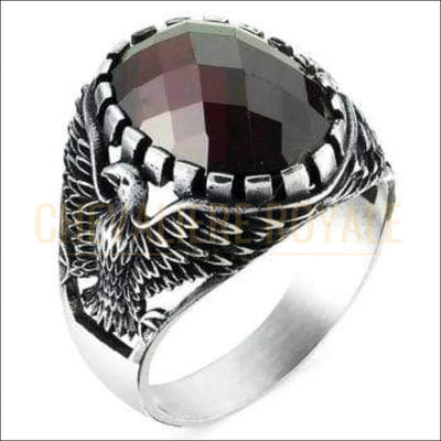 Chevalière homme pierre zircone motif aigle (EY1334) - Chevalière Royale 