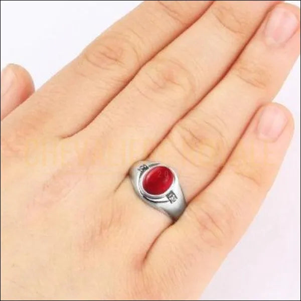 Chevalière homme plaqué or blanc  la pierre agate rouge