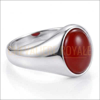 Chevalière Homme Prestige – Argent Massif ; Agate Rouge Sanguine