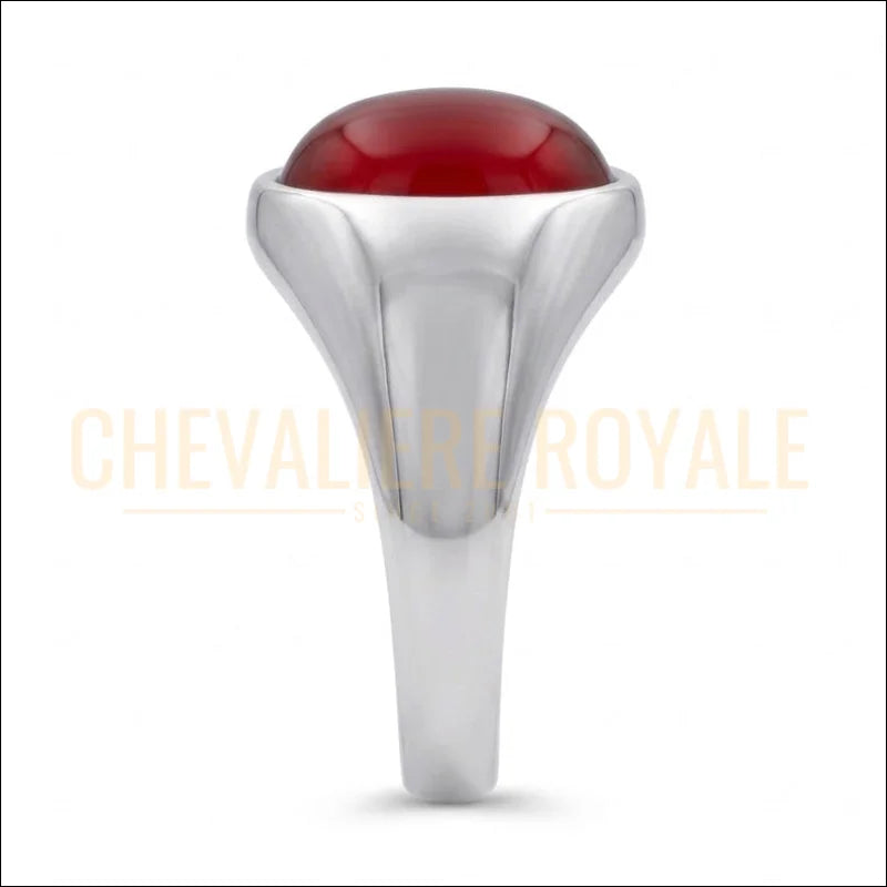 Chevalière homme prestige – argent massif ; agate rouge