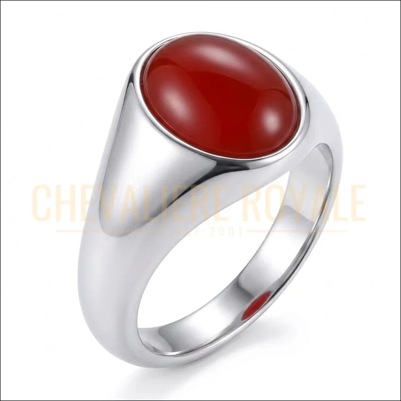 Chevalière homme prestige – argent massif ; agate rouge