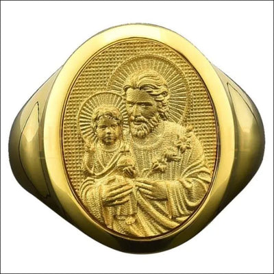 Chevalière homme religieuse or massif St Bénédict 10K-14K-18K