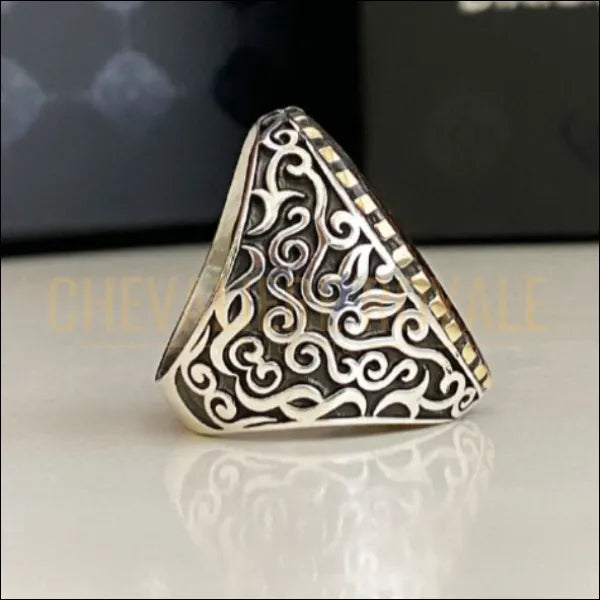 Chevalière Homme Argent Sacrée Triangle-Chevaliere ROYALE-46