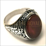 Chevalière homme stone agate rouge ovale classique