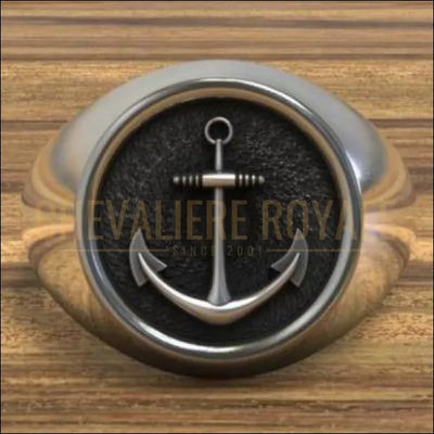 Chevalière royale homme sur mesure en argent d’ancre nautique confortable