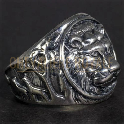 Chevalière homme tête de lion 3d le roi la jungle