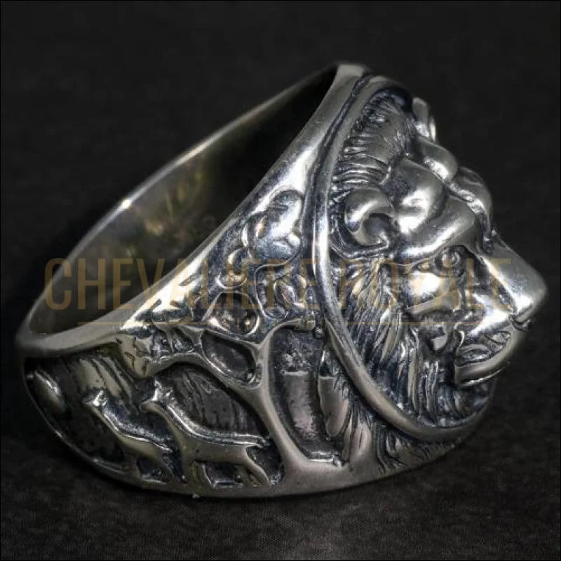 Chevalière homme tête de lion 3d le roi la jungle