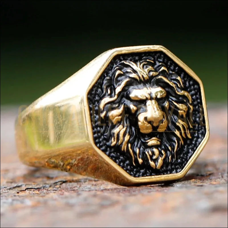 Chevalière imposante pour homme acier tête de lion