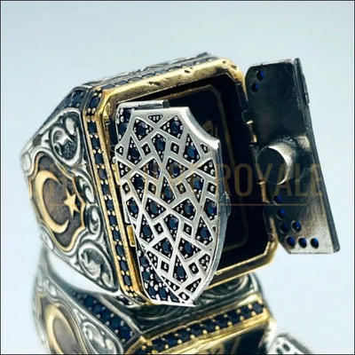 Chevalière Islamique en Argent avec Compartiment Caché-Chevaliere Royale-