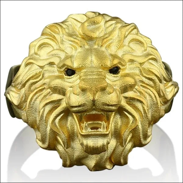 Chevalière lion en or jaune sculpté à la main 18 carats 