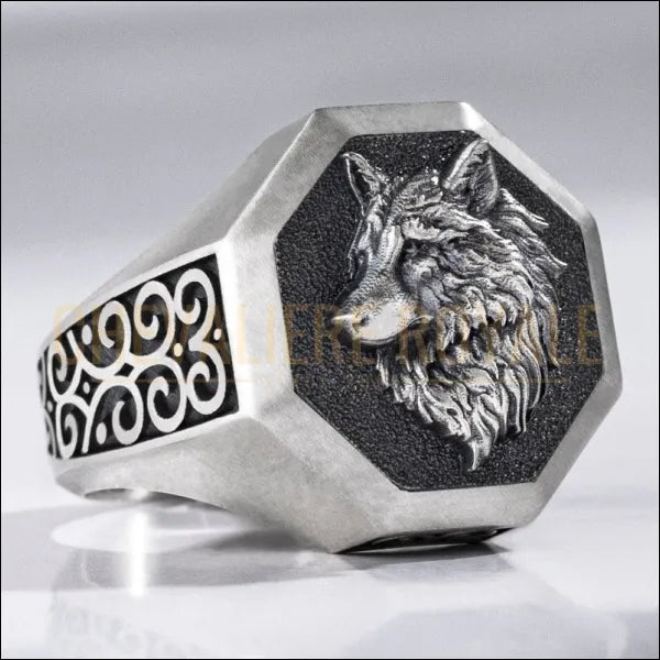 Chevaliere Loup Nordique en Argent Force Naturelle a Votre Doigt 5 US