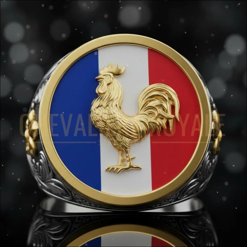 chevaliere-luxe-coqq-gaulois-drapeau-francais-chevaliere-royale