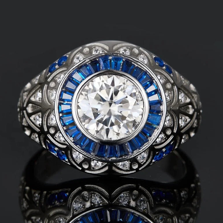 Bague de luxe homme Argent et Moissanite