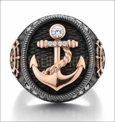 bague-noir-marine-nautique-luxe-or-chevaliere-royale