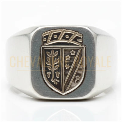 Bague-Heraldique-argent-massif-gravure-personnalisee-blason-ecusso-_Bague-de-famille-armoirie-chevaliere-royale