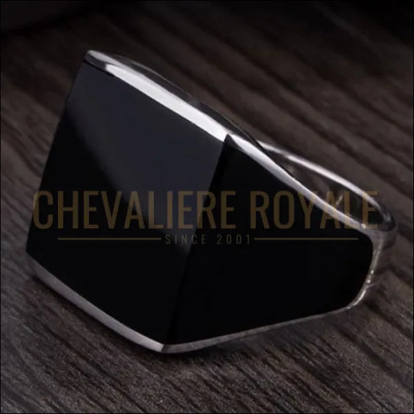 Chevalière Argent Avec Initiale J Et émail Noir - Taille 50 - Bijou Ancien