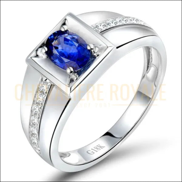 Chevalière En Argent Massif 925 Sertie D'un Saphir Bleu Naturel - Fait Main - Haute Joaillerie Ottomane