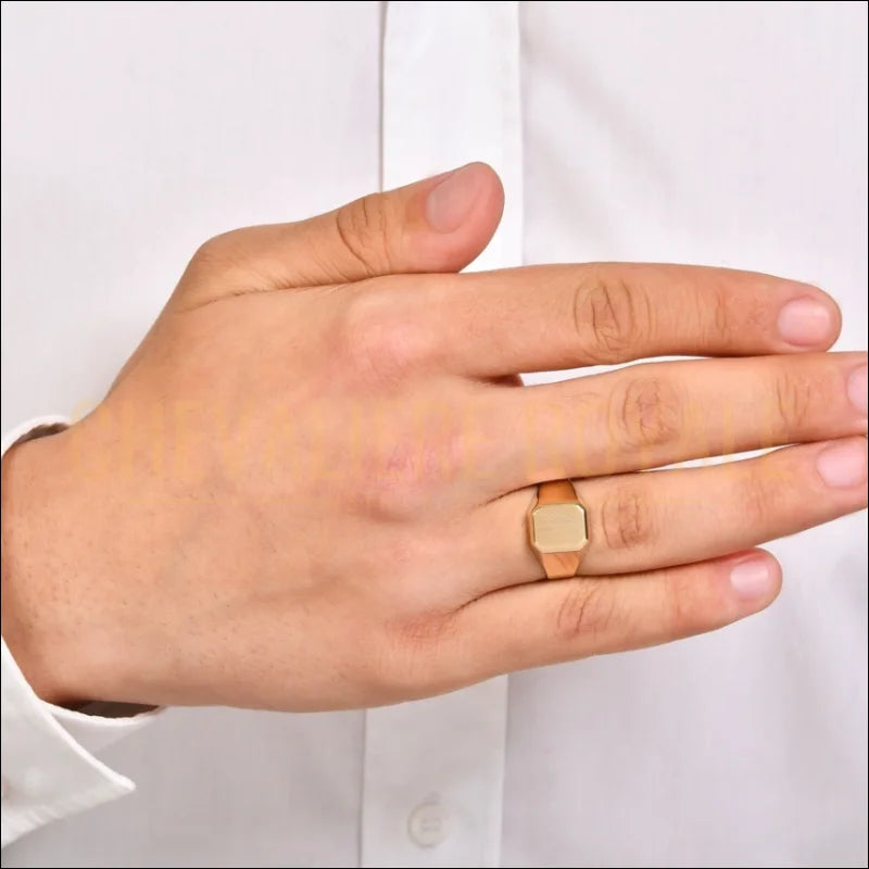 Chevalière or jaune 14 carats pour hommes