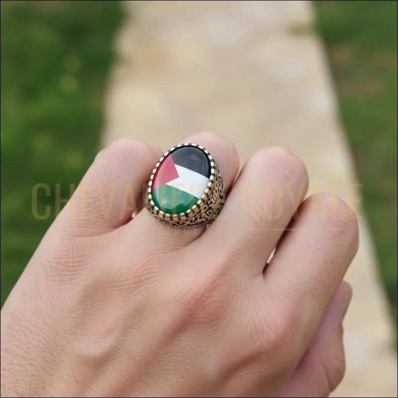 bague-chevaliere-avec-drapeau-de-palestine-en-argent-chevaliere-royale