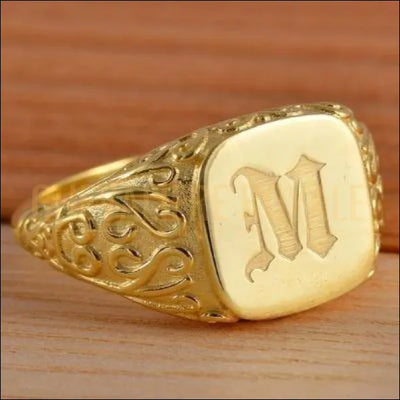 Chevalière royale hommes femme personnalisable unisexe en argent antique plaqué or