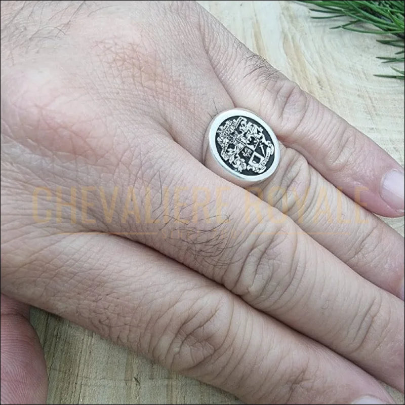 Chevalière homme personnalisée argent massif ovale classique d'Oxford