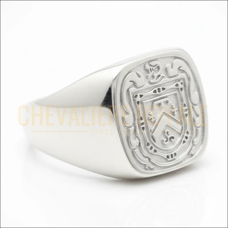 Chevalière personnalisée carrée 15x15mm – gravure blason &