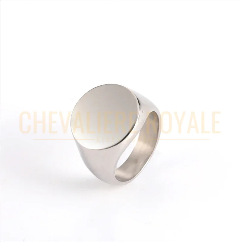 Chevalière Personnalisée Ronde – Gravure Initiale ou Photo sur Acier