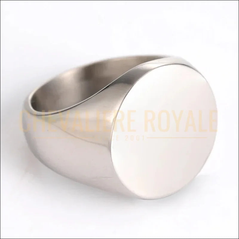 Chevalière Personnalisée Ronde – Gravure Initiale ou Photo sur Acier-chevaliere-royale