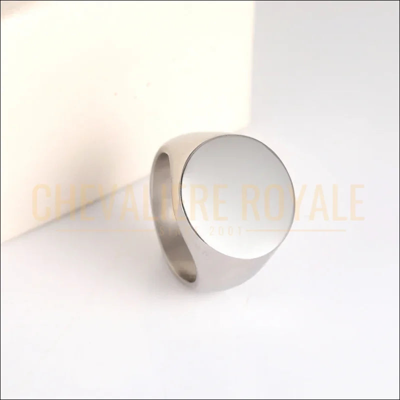 Chevaliere Personnalisée Ronde – Gravure Initiale ou Photo sur Acier