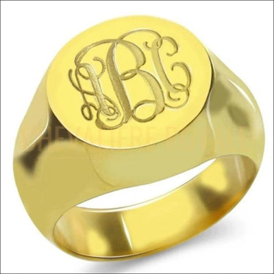 bague chevaliere homme femme argent plaquée or 18 carats  gravure 